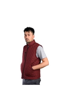 3001 BAKLAVA DESENLİ POLARLI YELEK BORDO
