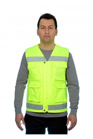3020 HARİTA YELEK NEON SARI